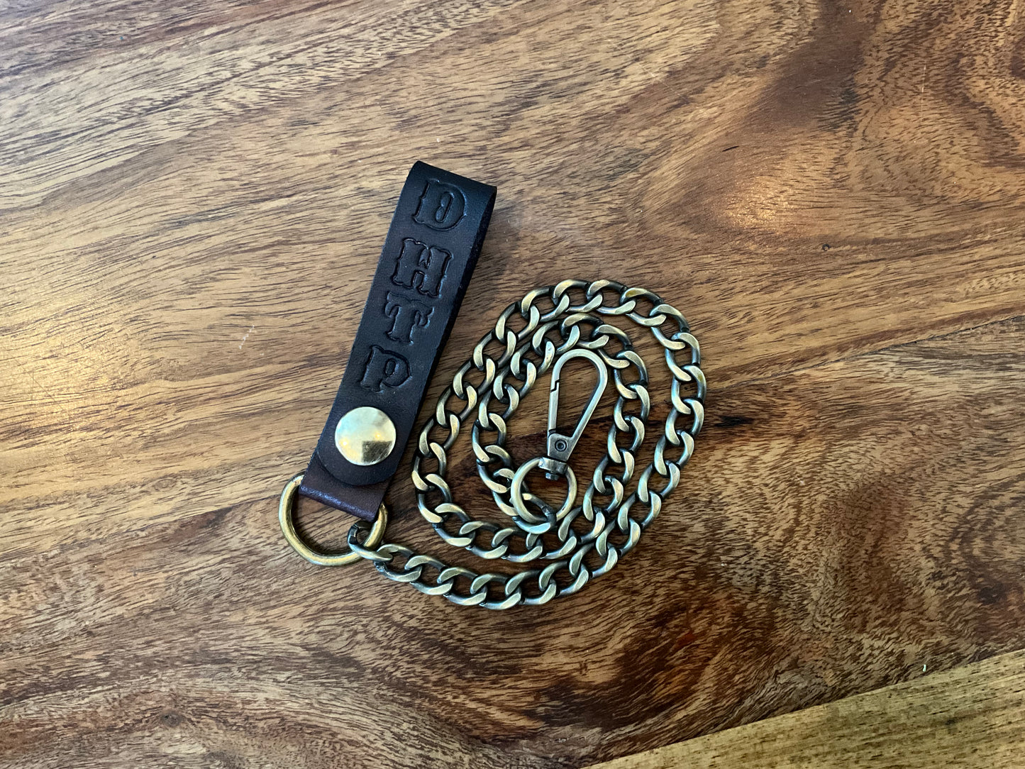 Oxblood Wallet with antique brass chain